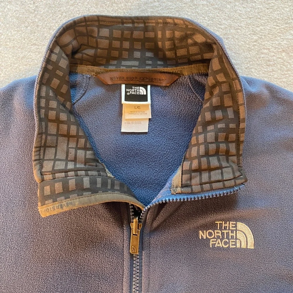 The North Face Mens Blue Full Zip Fleece Jacket AXE8 Mock Neck Large S06